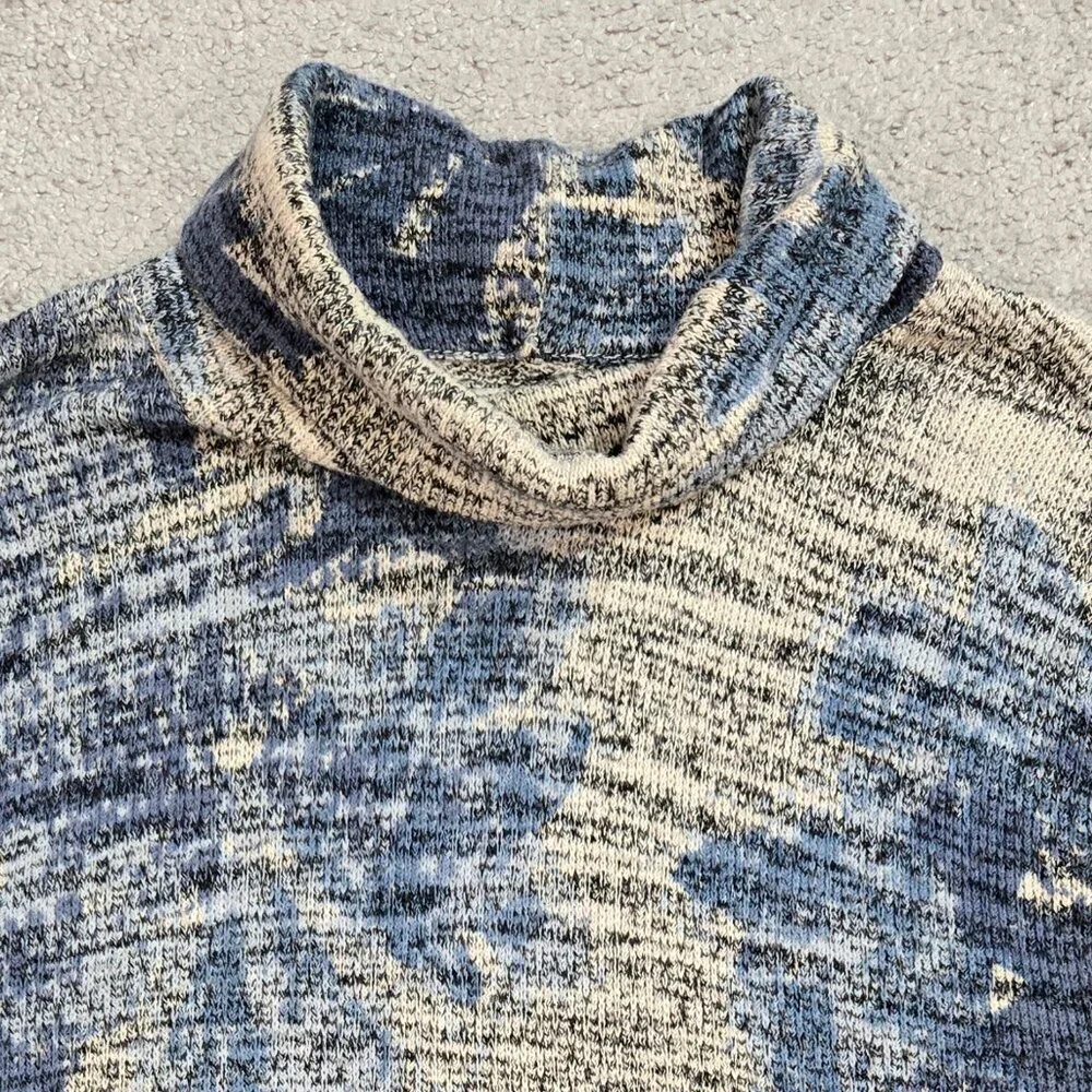 Nic+Zoe Shadow Mix Blue Gray Marled Flecked Turtleneck Sweater Unique Artsy